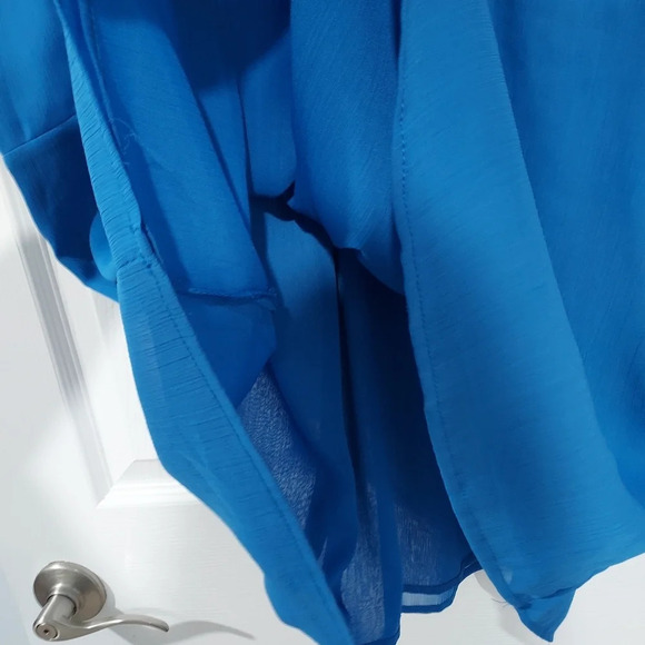 Lane Bryant Blue Chiffon Babydoll Short Sleeve Blouse in Size 18/20 - Picture 11 of 12